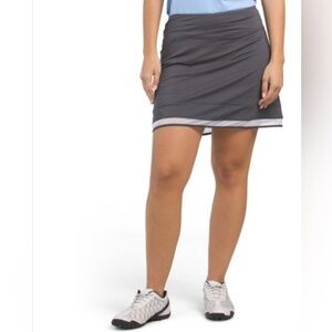 GOLFTINI Charcoal Pull-On Mesh Trim Ruffle Skort Size Large Active Golf Tennis